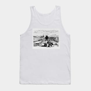 Bury St Edmunds Market Ink Sketch Tank Top